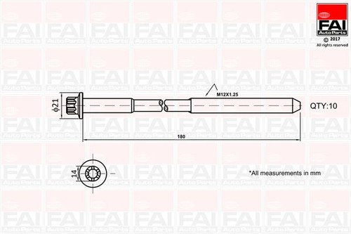 Fai b2111 cylinder head bolt - fai,