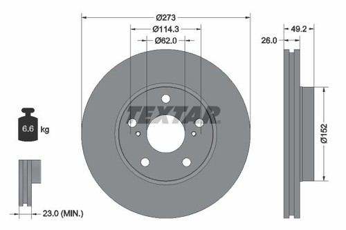 Brake disc textar 92163703 - brake,