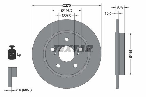 Brake disc textar 92164003 for - brake,